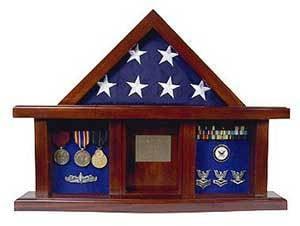 Military Medal Shadow Box with Display Case for 3 x 5ft Flag The Military Gift Store