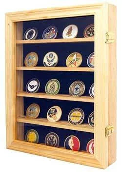 Lockable 30 Military Challenge Coin, Poker Chip, Sports Coin Display Case Cabinet, The Military Gift Store