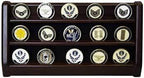 3 Rows Shelf Challenge Coin Holder Display Casino Chips Holder Solid Wood - Cherry Finish The Military Gift Store