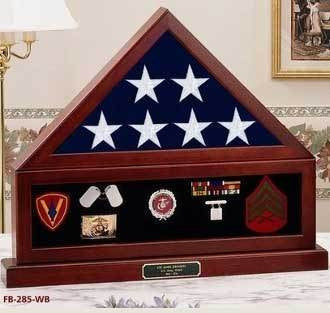 Combination Flag Display Case Shadow Box, Flag medal pedestal - Colored Medallions The Military Gift Store