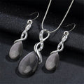 Fashion Opal Jewelry Sets For Woman Cubic zirconia Water Drop Necklace Pendant Earrings Statement Bridal Wedding Party Gift Pi-Mart