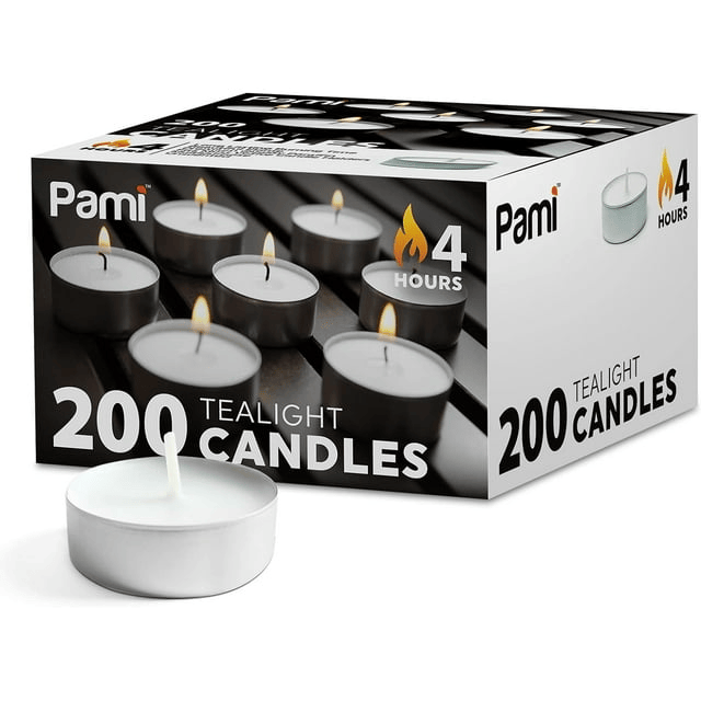 PAMI Premium Tealight Candles Unscented Paraffin Small Candles in Bulk, 200-Pack