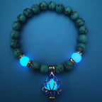 Energy Luminous Lotus Natural Stone Bracelet Yoga Healing Luminous Glow In The Dark Charm Beads Bracelet For Men Women Prayer Buddhism