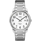 Timex Men's Easy Reader Date Silver/White 38mm Casual Watch, Tapered Expansion Band EasyOptionXY LLC