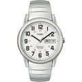 Timex Men's Easy Reader Day-Date Silver/White 35mm Casual Watch, Extra-Long Expansion Band