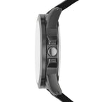George Men's Watch Set: Gunmetal Case, Black Dial, Textured Vegan Leather Band, Braided PU Band, Stretchy Bead Bracelet (FMDXGE038).