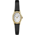 Timex Women's Cavatina Black/Gold-Tone 18mm Classic Watch, Leather Strap