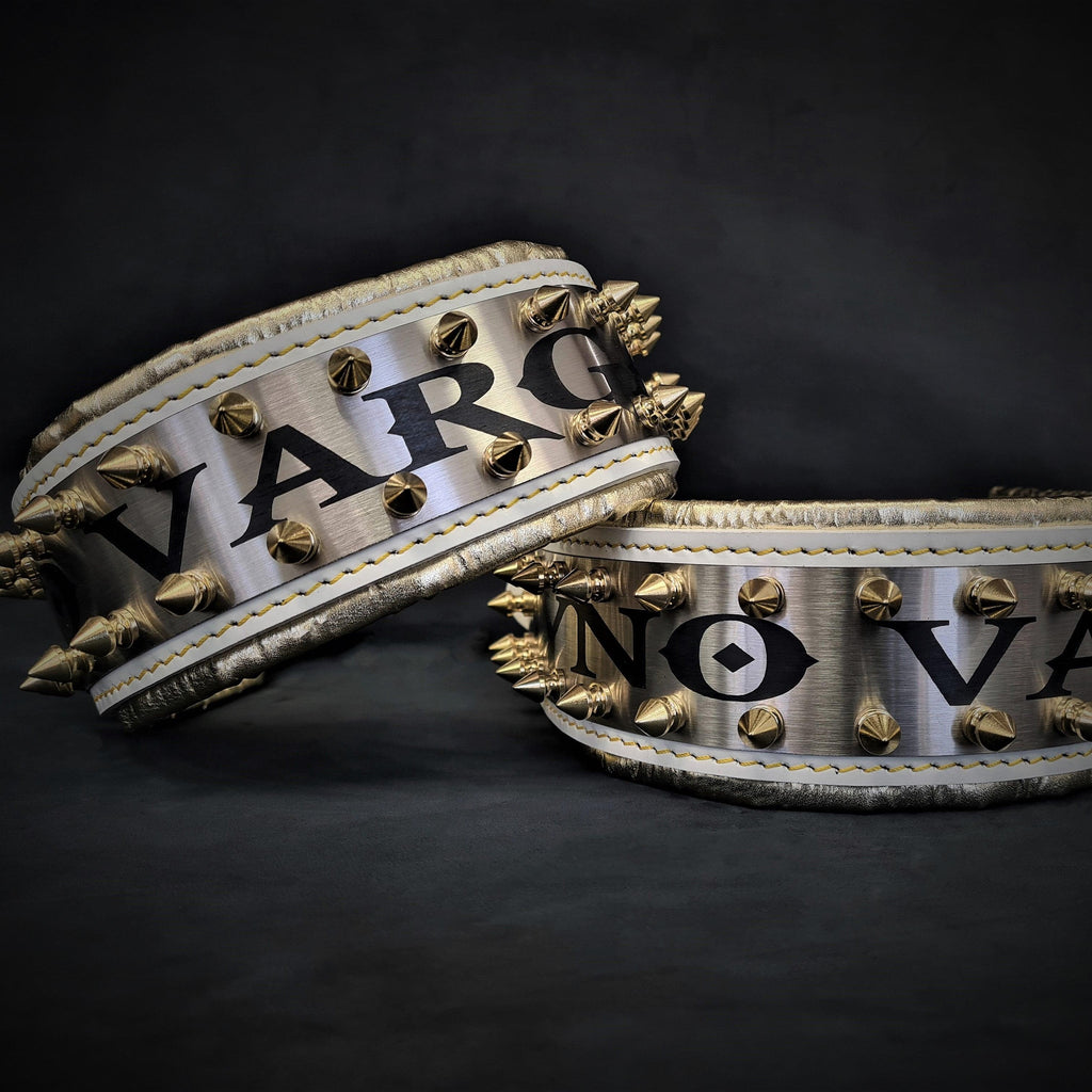 The "Metal" collar White & Gold- personalized! - SJB-DIAMOND ELITES