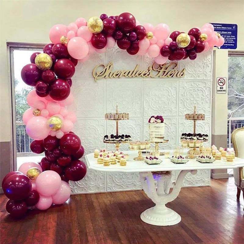 112 pcs  Red Rose Gold Birthday Pink Latex Balloon Garland Arch Kit For Girls Wedding Party Decoration Baby Showers Girl Birthday Party Ballons Decoration for Girls Stevvex