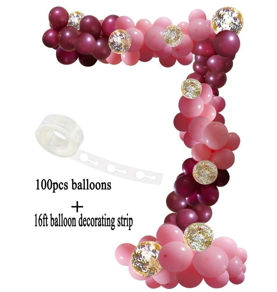 112 pcs  Red Rose Gold Birthday Pink Latex Balloon Garland Arch Kit For Girls Wedding Party Decoration Baby Showers Girl Birthday Party Ballons Decoration for Girls Stevvex