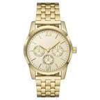 George Men's Watch with Brush Gold Round Case, Gold Dial and Brush Gold 5 Link Bracelet (FMDOGE058)