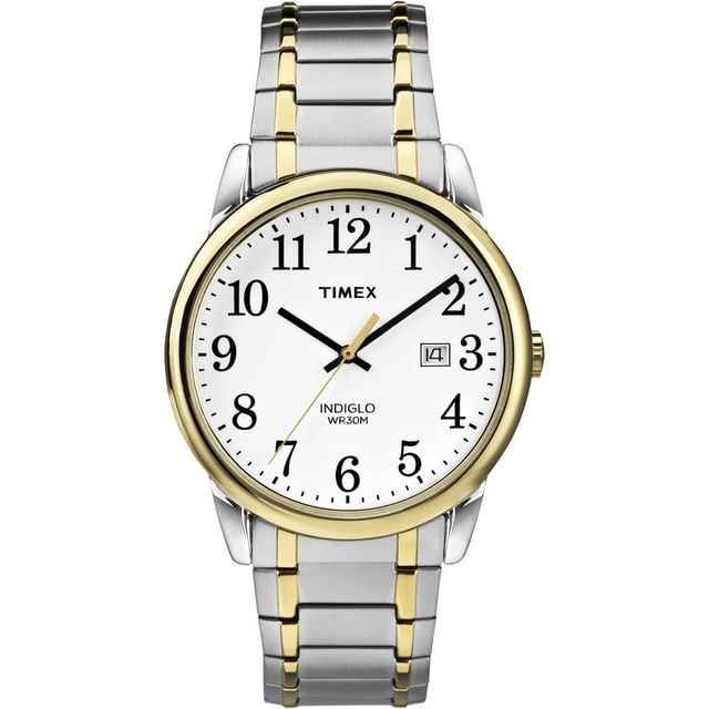 Timex Men's Easy Reader Date Two-Tone/White 38mm Casual Watch, Tapered Expansion Band - SJB-DIAMOND ELITES