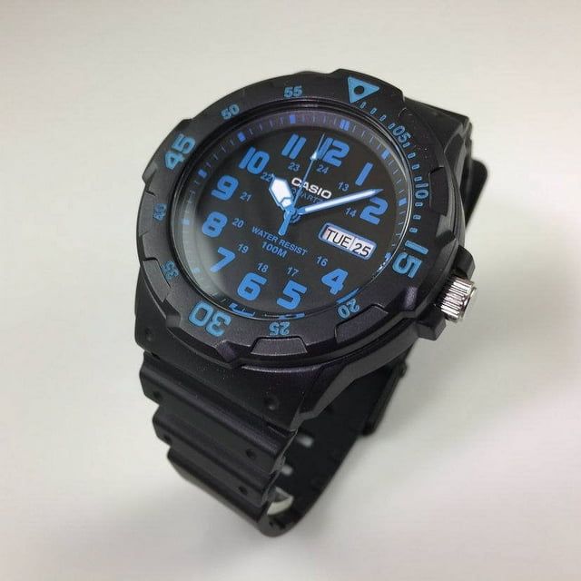 Casio Men's Dive Style Watch, Black/Blue Accents MRW200H-2BV - SJB-DIAMOND ELITES