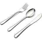 Walchoice 12-Piece Kids Silverware Set, Stainless Steel Toddler Flatware Cutlery Set, Metal Tableware Service for 4, Include Knives Forks Spoons