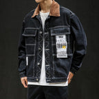 Men Balck Denim Jackets Pi-Mart