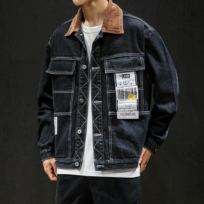 Men Balck Denim Jackets Pi-Mart