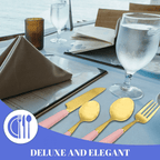 Gold Silverware Set, Caliamary 24 Pieces Flatware Set with Silverware Holder, Stainless Steel Knives and Forks and Spoons Cutlery Set Service for 6, Kitchen Utensil Tableware Set with Pink Handle EasyOptionXY LLC