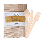 Biodegradable Disposable Wooden Cutlery Utensils ¨C (Pack of 220) Wooden Utensils for Eating 100 Forks 60 Knives 60 Spoons 5.5-inch Set Eco-Friendly Compostable Silverware Kit Party Supplies Events