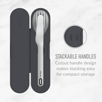 Bentgo Stainless Travel Utensil Set - Reusable 3-Piece Silverware Set with Carrying Case, High-Grade Premium Steel, BPA-Free Case, Eco-Friendly - Ideal for Travel, Camping, and Office Use (Carbon)