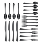 Ornative Flatware - Clara - Matte Black, 18/0 Stainless Steel Flatware, 20-Piece Set, Service for 4