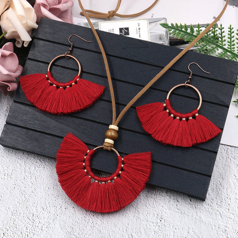 Fringed Necklace Earring Set