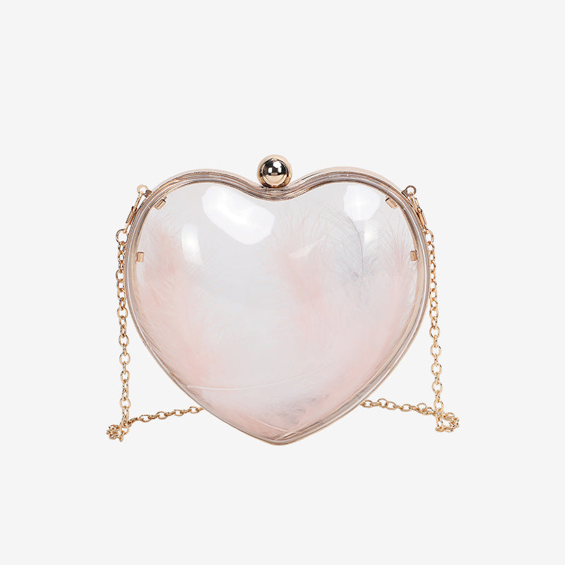 Transparent small bag heart shaped, women's summer acrylic chain shoulder bag, mini transparent crossbody bag - SJB-DIAMOND ELITES