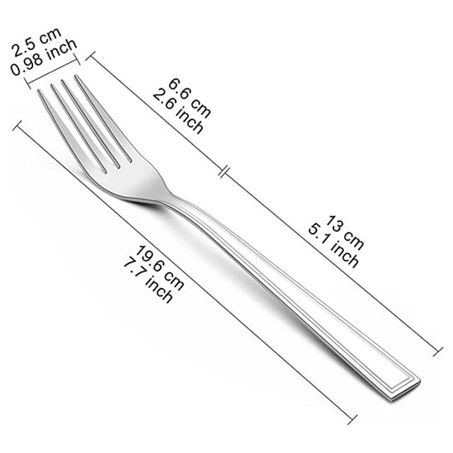 Hunnycook 24 Pieces Dinner Forks Set, 7.7" Square Handle Stainless Steel Fork Silverware, Salad Fork, Mirror Polished Flatware Fork for Home Kitchen Restaurant, Dishwasher Safe