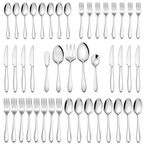 Walchoice 45 Piece Silverware Set with Serving Set, Stainless Steel Flatware Cutlery Set for Home, Metal Eating Utensils Service for 8