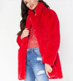 Women's Plus Size Faux Fur Coat - Long Sleeve Thick Winter Jacket in Black/Yellow/Rose Red (European & American Style)