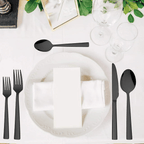 Walchoice 40-Piece Black Silverware Set with Drawer Organizer, Stainless Steel Flatware Cutlery Set for Home Restaurant, Elegant Eating Utensils Tableware Plus Plastic Tray