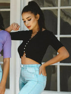Cute As A Button Down Knit Top - SJB-DIAMOND ELITES