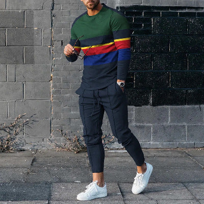 Round Neck Long Sleeve T-shirt Trousers Suit Men Lootquake LLC