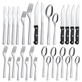Bestdin 24 Pieces Silverware Set with Steak Knives, Stainless Steel Flatware Sets Service for 4, Mirror Polished Pattern Design Tableware Sets for Home Kitchen Restaurant Hotel, Dishwasher Safe