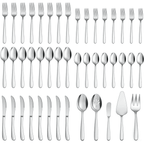 Vesteel 45 Piece Modern Silverware Set with Serving Utensils, Stainless Steel Flatware Cutlery Set for 8, Eating Utensils Tableware Include Forks Knives Spoons, Heavy Duty & Mirror Finished EasyOptionXY LLC