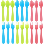 Tcwhniev Kids Silverware, 18Pieces Toddler Utensils,Reusable Kids Forks and Spoons Set, Kids Utensils Set for LunchBox, 6x Safe Forks,6 x Children Spoons EasyOptionXY LLC