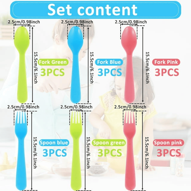 Tcwhniev Kids Silverware, 18Pieces Toddler Utensils,Reusable Kids Forks and Spoons Set, Kids Utensils Set for LunchBox, 6x Safe Forks,6 x Children Spoons EasyOptionXY LLC