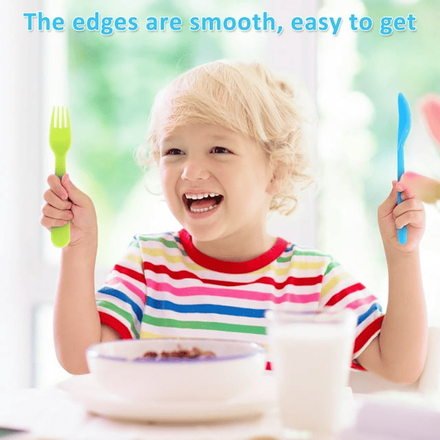 Tcwhniev Kids Silverware, 18Pieces Toddler Utensils,Reusable Kids Forks and Spoons Set, Kids Utensils Set for LunchBox, 6x Safe Forks,6 x Children Spoons EasyOptionXY LLC