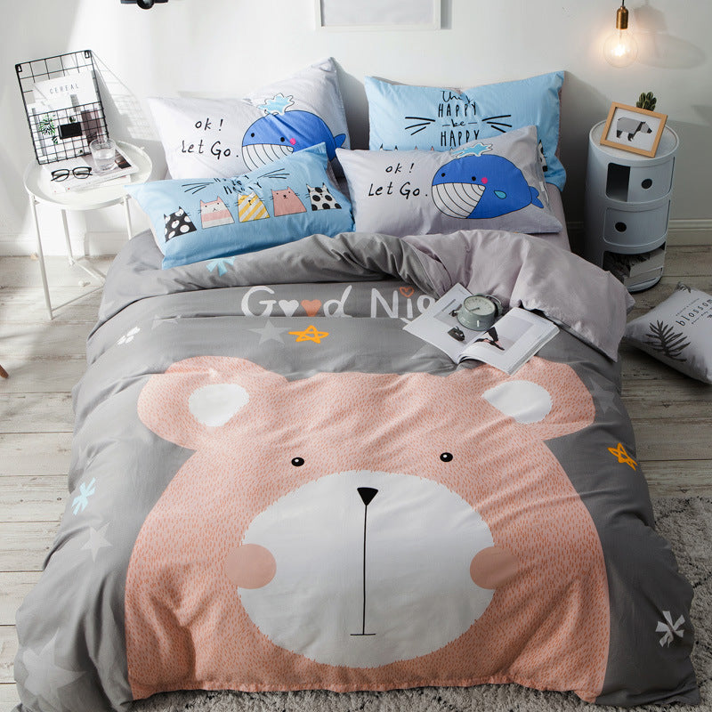 Cartoon four-piece cotton duvet cover Pi-Mart