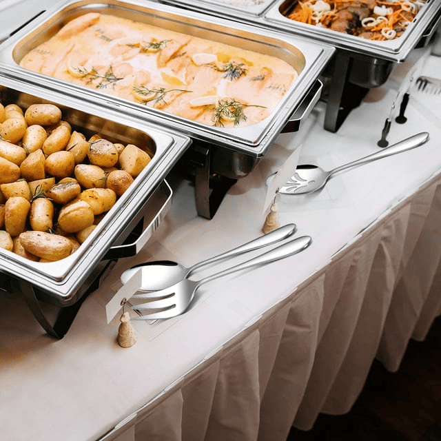 Walchoice 5-Piece Serving Set, Stainless Steel Hostess Serving Set for Wedding Banquet Buffet, Includes Slotted Spoon, Serving Spoon, Serving Fork, Butter Knife & Sugar Spoon EasyOptionXY LLC