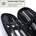 Travel Utensils with Case, Quatish Portable Silverware Set for Work, Lunch Reusable Travel Cutlery Set, 304 Stainless Steel Fork and Spoon Set for Camping(Black) EasyOptionXY LLC