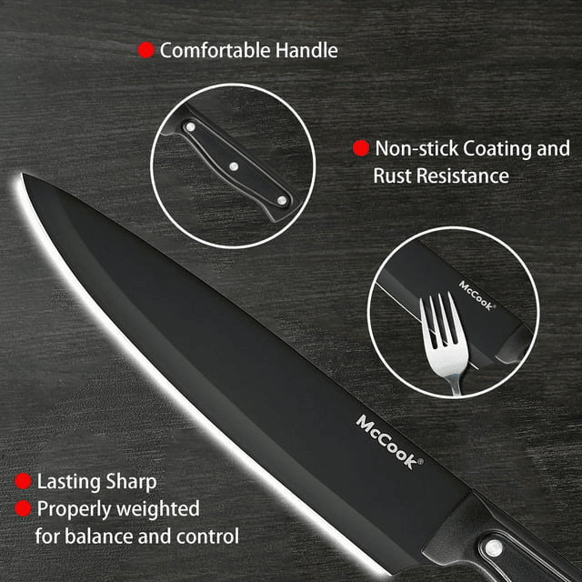 McCook MC701 Dishwasher Safe Black Knife Sets, 26 Pcs EasyOptionXY LLC