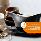 Bruntmor Ceramic Gravy Boat & Tray For Salad Dressings, Milk, Broth 11 Oz Black EasyOptionXY LLC
