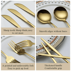 ReaNea Gold Silverware Set 60 Piece Stainless Steel Flatware Set, Knives Forks Spoons Cutlery Set Service for 20 EasyOptionXY LLC