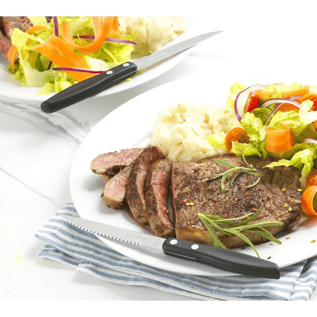 GoodCook 2-Piece Serrated Blade Steak Knife Set, Black/Silver EasyOptionXY LLC