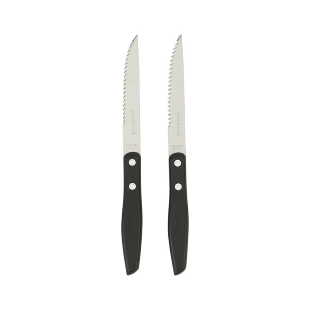 GoodCook 2-Piece Serrated Blade Steak Knife Set, Black/Silver EasyOptionXY LLC