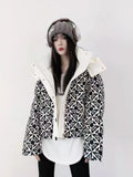 Printed Hooded Down Jacket Women's Short Pi-Mart