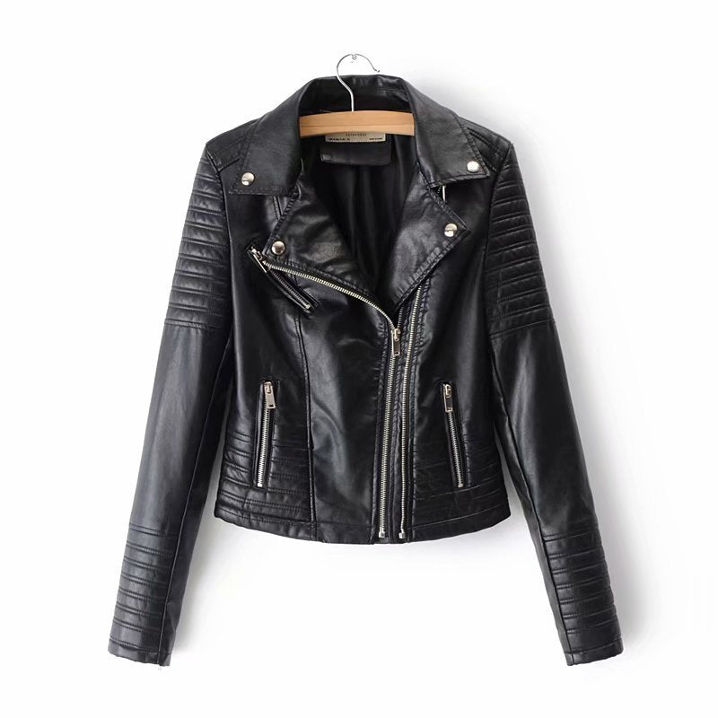 Slim European and American motorcycle leather jacket Pi-Mart