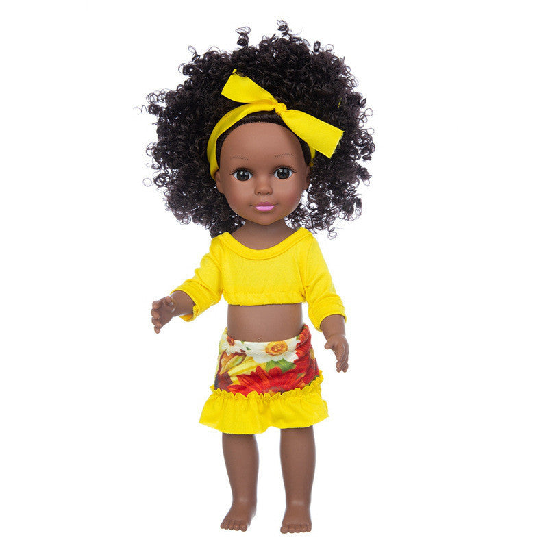 African 14 Inch Doll Simulation Baby Black Doll Pi-Mart