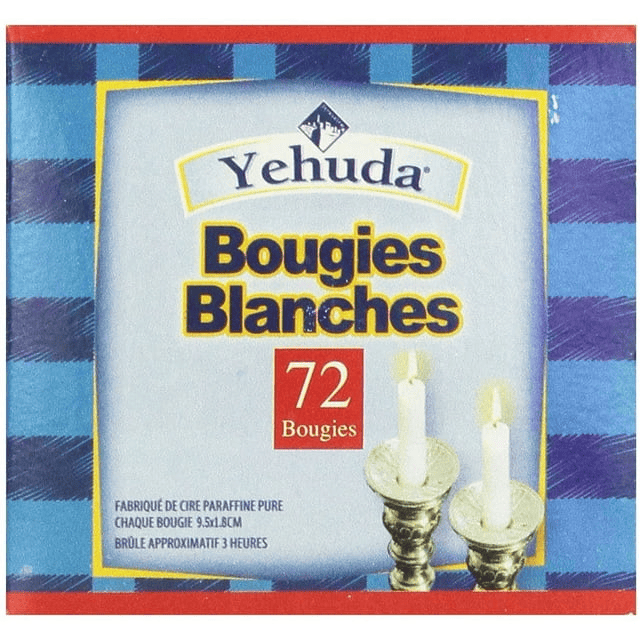 Yehuda 3 Hour White Shabbos Candles 72 Count Traditional Shabbat Candles, Dinner Table Candles, Household Candles EasyOptionXY LLC