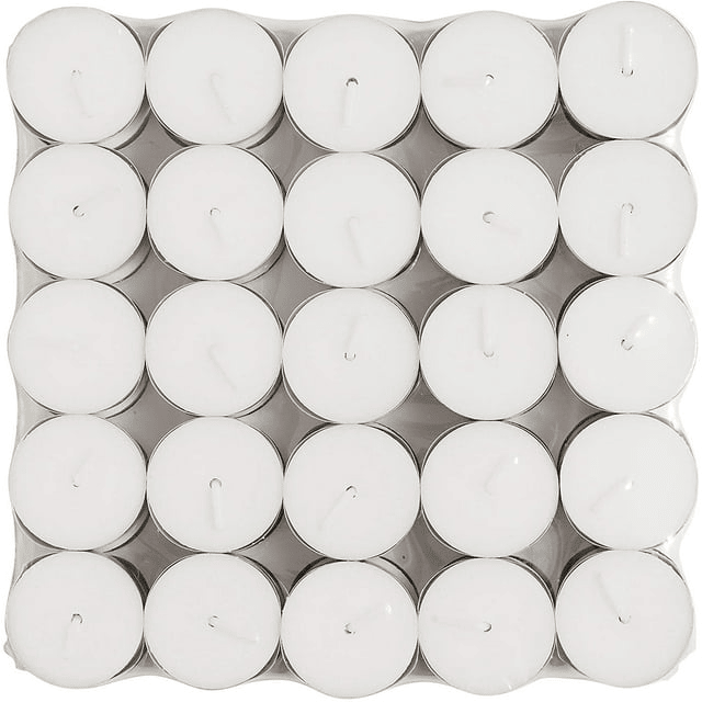 Hosley Set of 200, Unscented White Aluminum Cup Tea Light Candles
